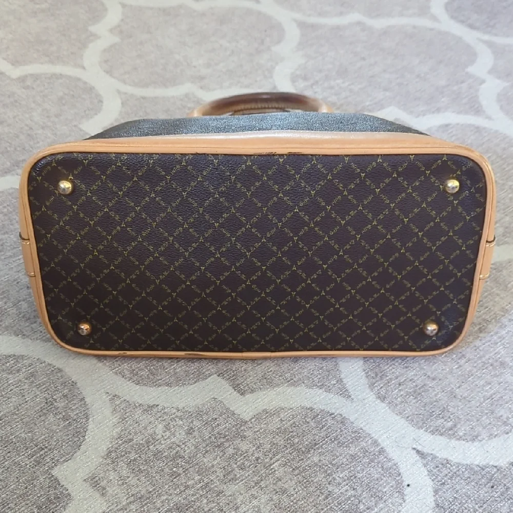 Brown And Tan Leather Patterned Handbag - Picture 3 of 13